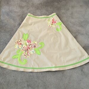 Floral appliquéd a-line skirt